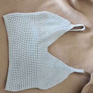 Light Blue Knit Crop Top